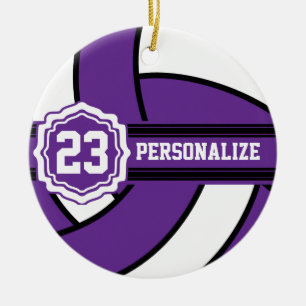 Purple Volleyball DIY Name and Number Ceramic Tree Decoration