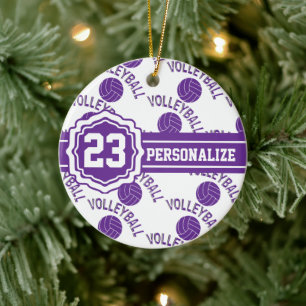Purple Volleyball   DIY Name and Number Ceramic Tree Decoration