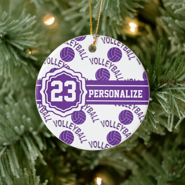 Purple Volleyball | DIY Name and Number Ceramic Tree Decoration (Tree)