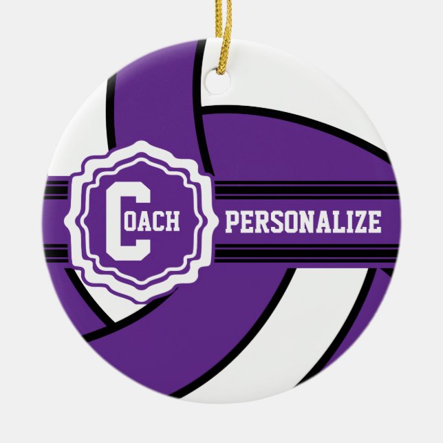 Purple Volleyball | DIY Text Ceramic Tree Decoration (Front)