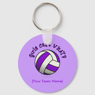 Purple Volleyball Key Ring