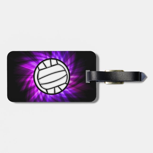 Purple Volleyball Luggage Tag (Back Horizontal)