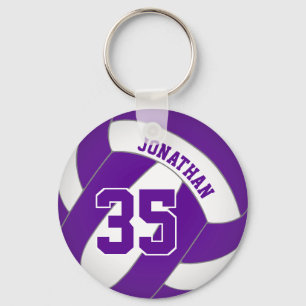 purple volleyball player custom name jersey number key ring