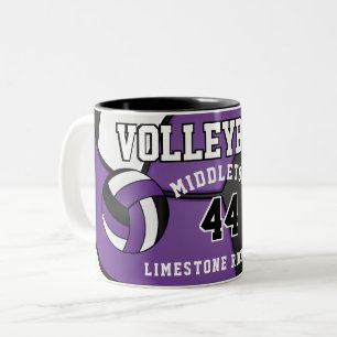 Purple Volleyball Sport Two-Tone Coffee Mug