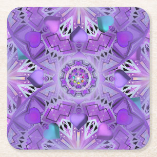 Purple W2 Square Paper Coaster