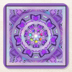 Purple W2 Square Paper Coaster