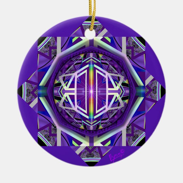 Purple W3 Ceramic Tree Decoration (Front)