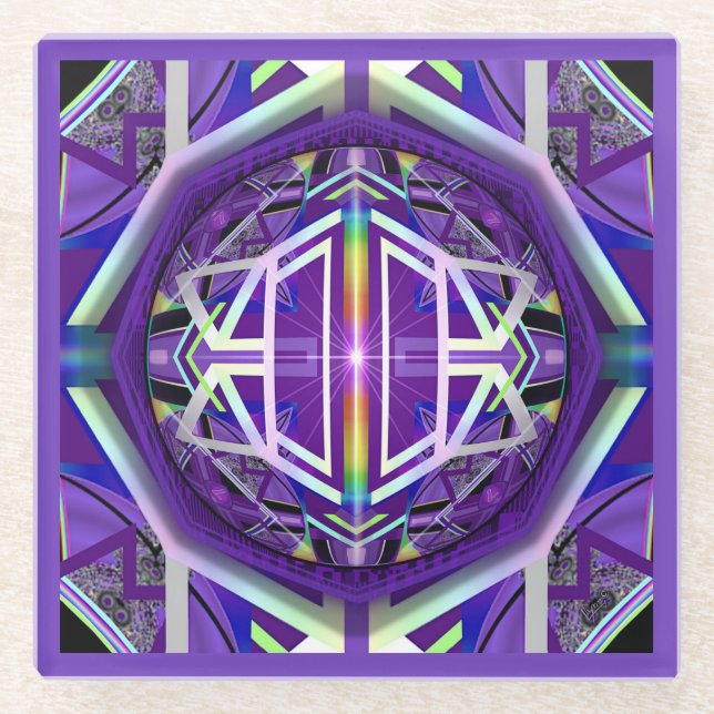 Purple W3 Glass Coaster (Front)