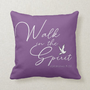 Purple Walk in the Spirit Bible Verse Cushion