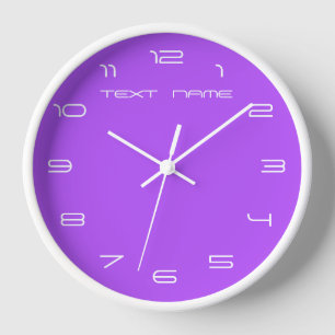 Purple Wall Clock with Custom Your Text and Colour