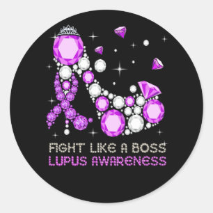 Purple Warrior Fight Lupus Like A Boss Classic Round Sticker