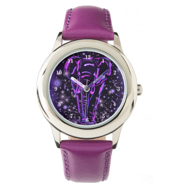 Purple Watch Elephant Walking At Starry Night  (Front)