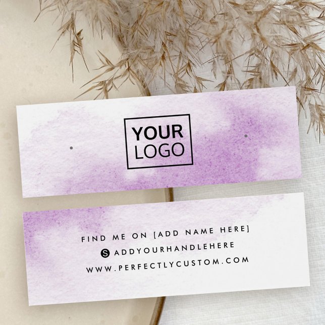Purple water colour logo stud earring display card (Purple water color logo stud earring display card)