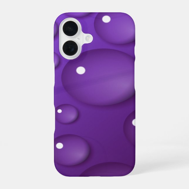 Purple Water Drop Pattern iPhone 16 Case (Back)
