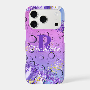 Purple Water Droplets Blue and White Ombre