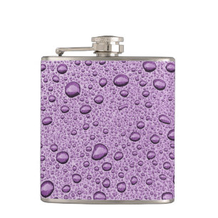 Purple water droplets hip flask