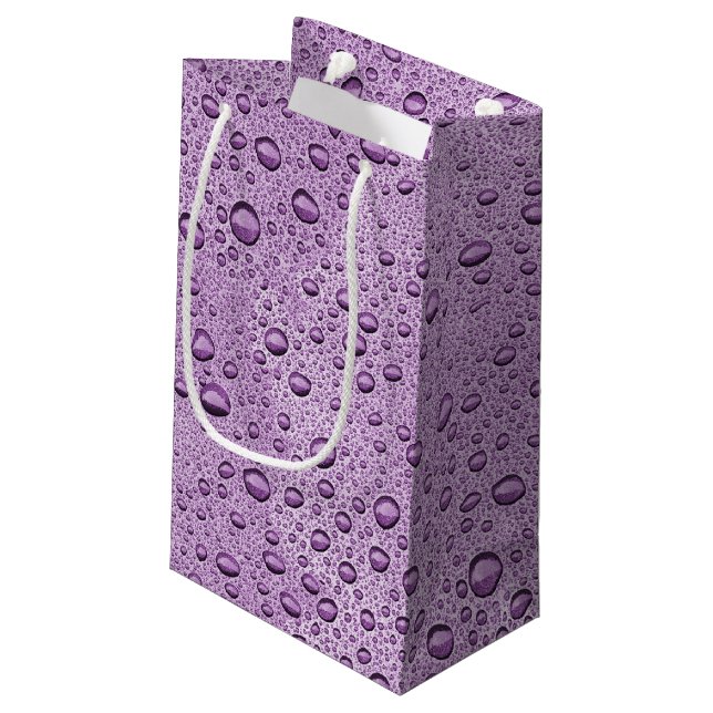 Purple water droplets small gift bag (Back Angled)