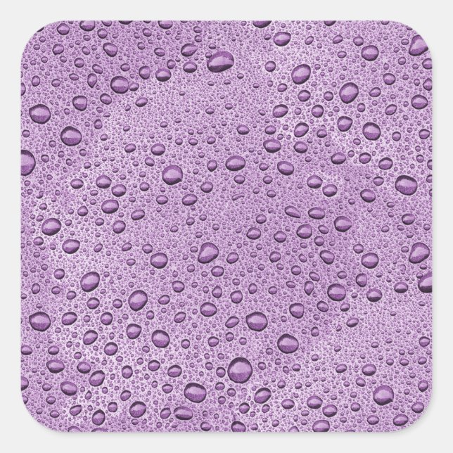 Purple water droplets square sticker (Front)