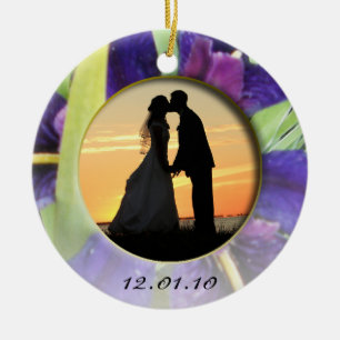 Purple Water Iris Photo Ceramic Tree Decoration