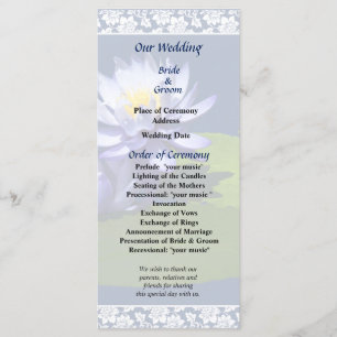 Purple Water Lilies in Sunshine Wedding Program Programme