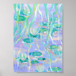 Purple Water Lilies Print, Value Poster Paper