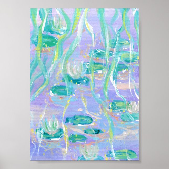 Purple Water Lilies Print, Value Poster Paper (Front)