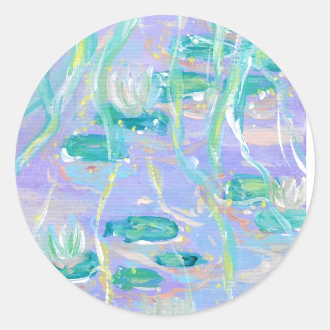 Purple Water Lilies Stickers (Front)