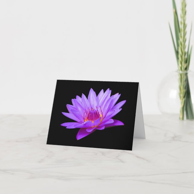 Purple Water Lily Blank Note Greeting Cards (Front)