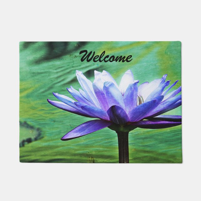 Purple Water Lily Door Mat (Front)