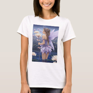 Purple Water Lily Fairy Fantasy Art T-Shirt