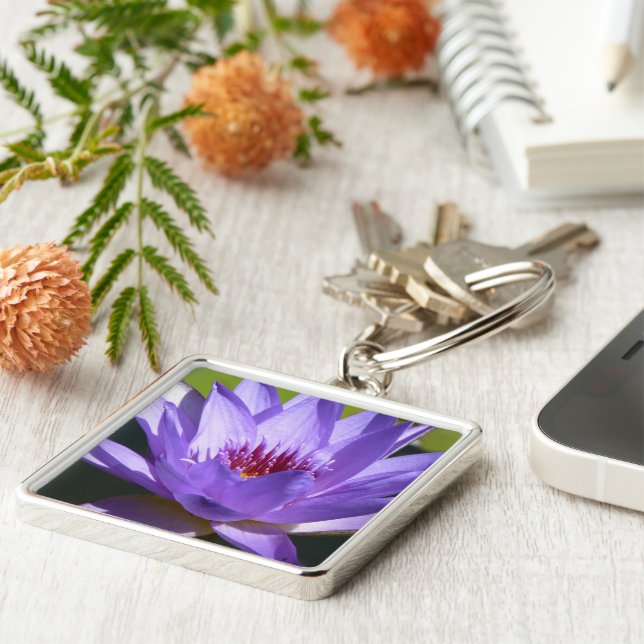 Purple Water Lily Key Ring (Side)
