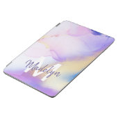 Purple Watercolor Abstract Girly Luxury Monogram iPad Air Cover (Side)