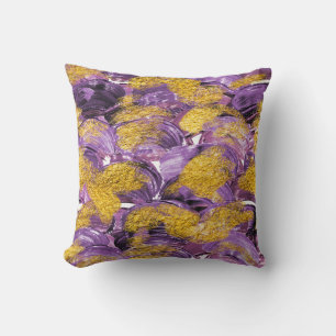 Purple Watercolor: Artistic Gold Fusion. Cushion