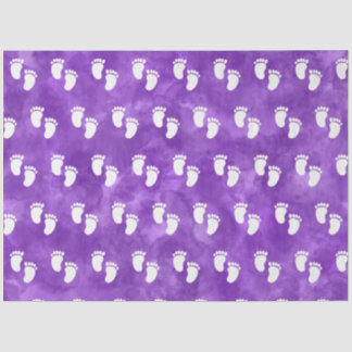 Purple Watercolor Baby Shower Footprint Pattern Tissue Paper