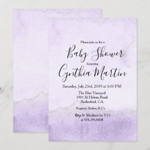 Purple Watercolor Baby Shower Invitation