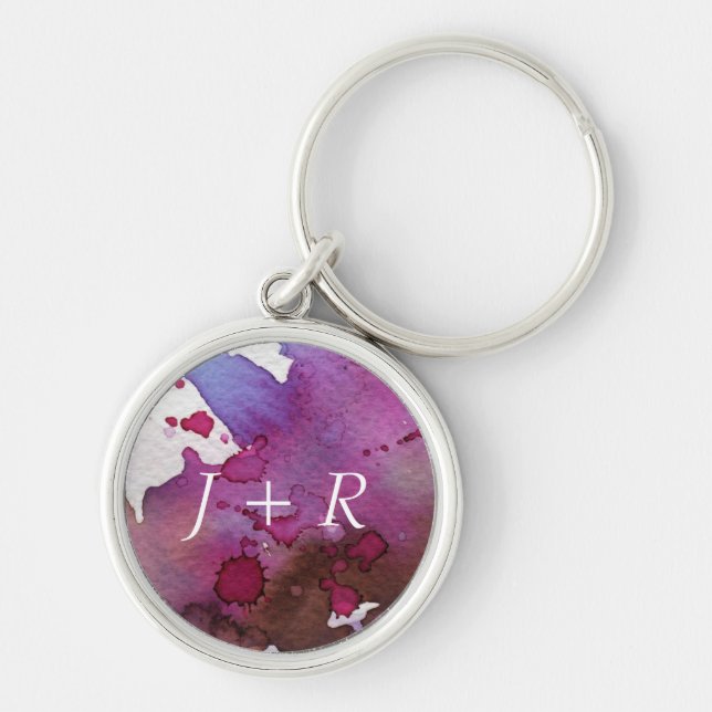 Purple Watercolor Background Key Ring (Front)