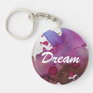 Purple Watercolor Background Key Ring