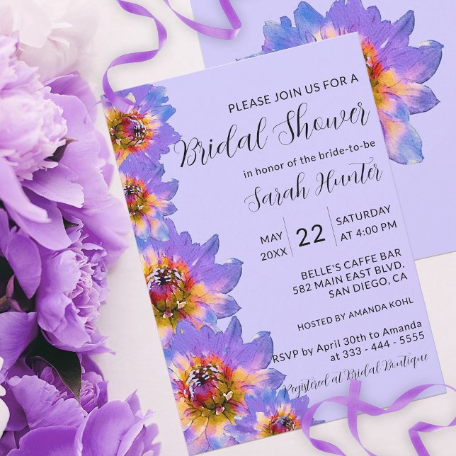 Purple Watercolor Blossoms Bridal Shower  Invitation (Creator Uploaded)