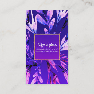 Purple Watercolor Botanical Refer a Friend Card