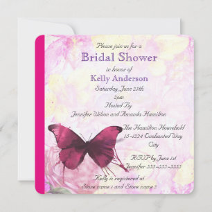 Purple Watercolor Butterfly Bridal Shower Invitation