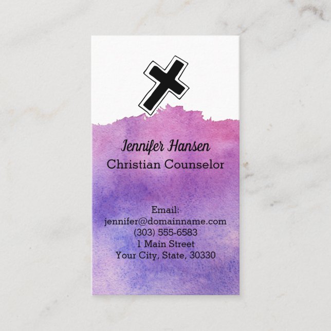 Purple Watercolor card - Pastor, church, ministry (Front)