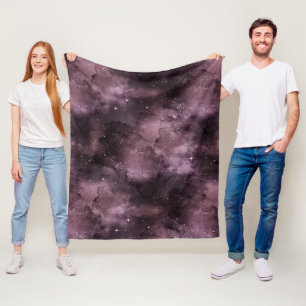 Purple Watercolor Celestial Sky Fleece Blanket