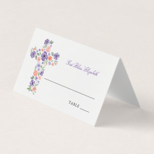 Purple Watercolor Christian Flower Cross