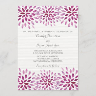 Purple Watercolor Chrysanthemums Wedding Invite