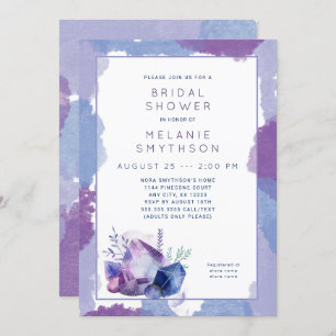 Purple Watercolor Crystal bridal shower 3963 Invitation