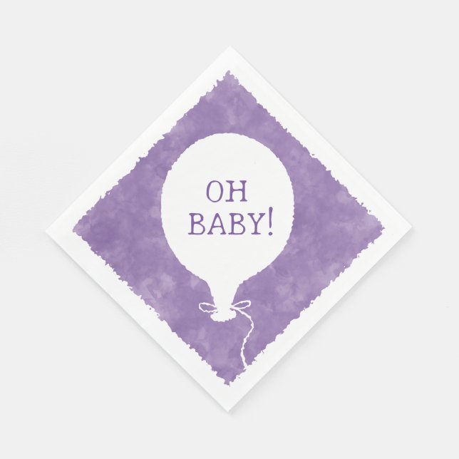 Purple Watercolor Custom Text Baby Shower Oh Baby Napkin (Corner)
