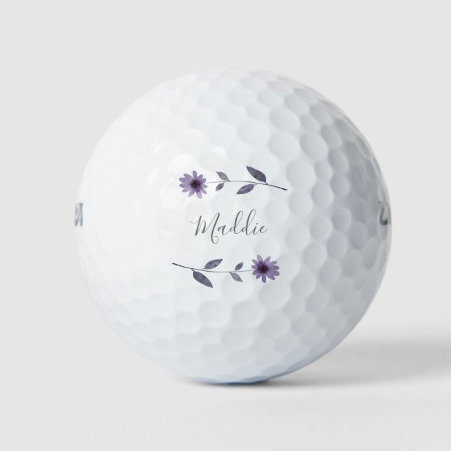 Purple Watercolor Daisy   Golf Balls (Front)