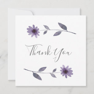 Purple Watercolor Daisy Thank You Card