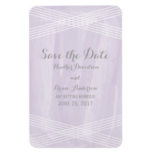 Purple Watercolor Deco Save the Date Magnet