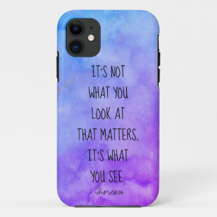 purple watercolor design Thoreau literary quote iPhone 11 Case